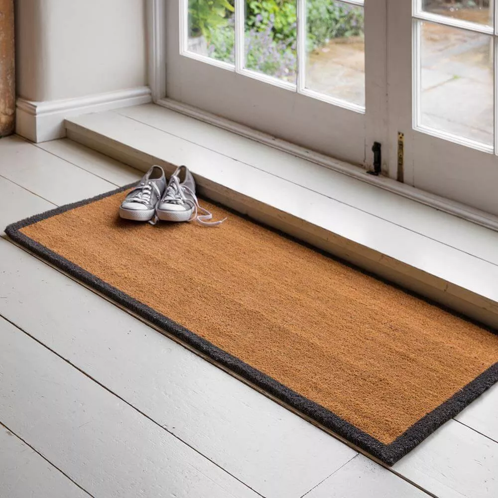 Garden Trading Double Doormat Charcoal Border